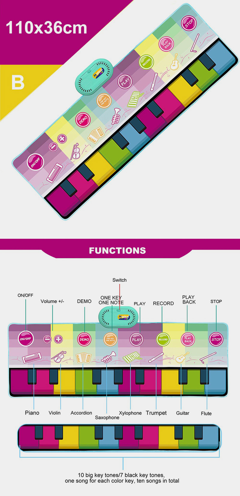 KIDIKEYS Baby Piano Mat B