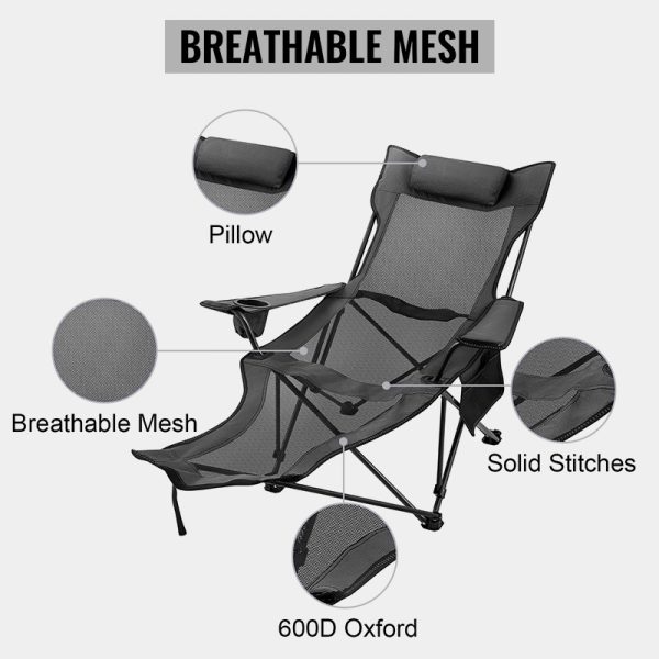 VOR Outdoor Backrest Footrest Folding Camp Chair