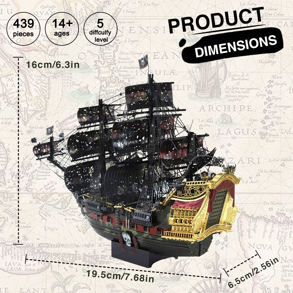 Contact Us 2 Piececool 3D Metal Puzzle The Queen Anne s Revenge Jigsaw Pirate Ship DIY Model Building Kits 1