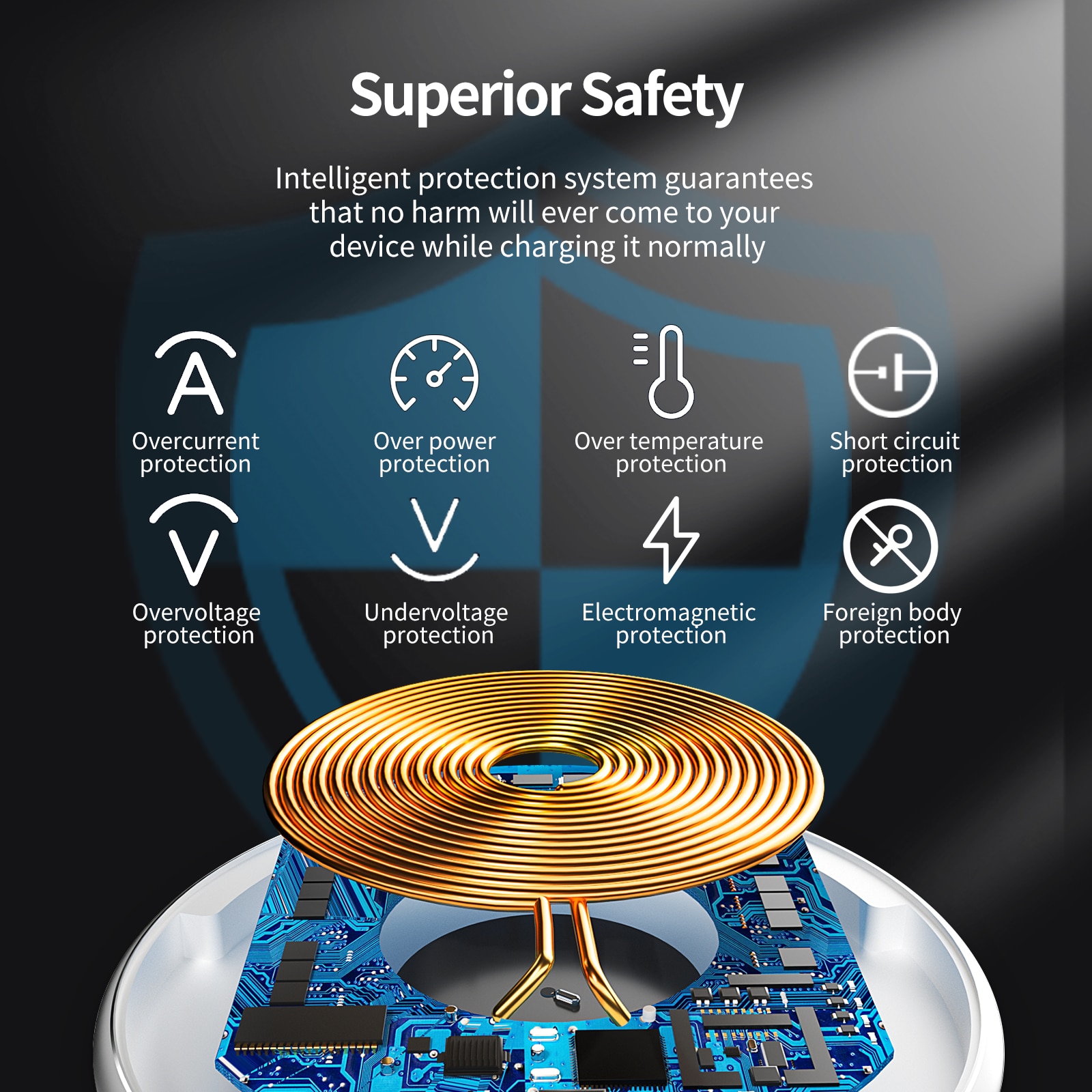 KPON Invisible Wireless Charger Hidden Long Distance Wireless Phone Charger Under Desk QI 10W Furniture Wireless Charging Pad