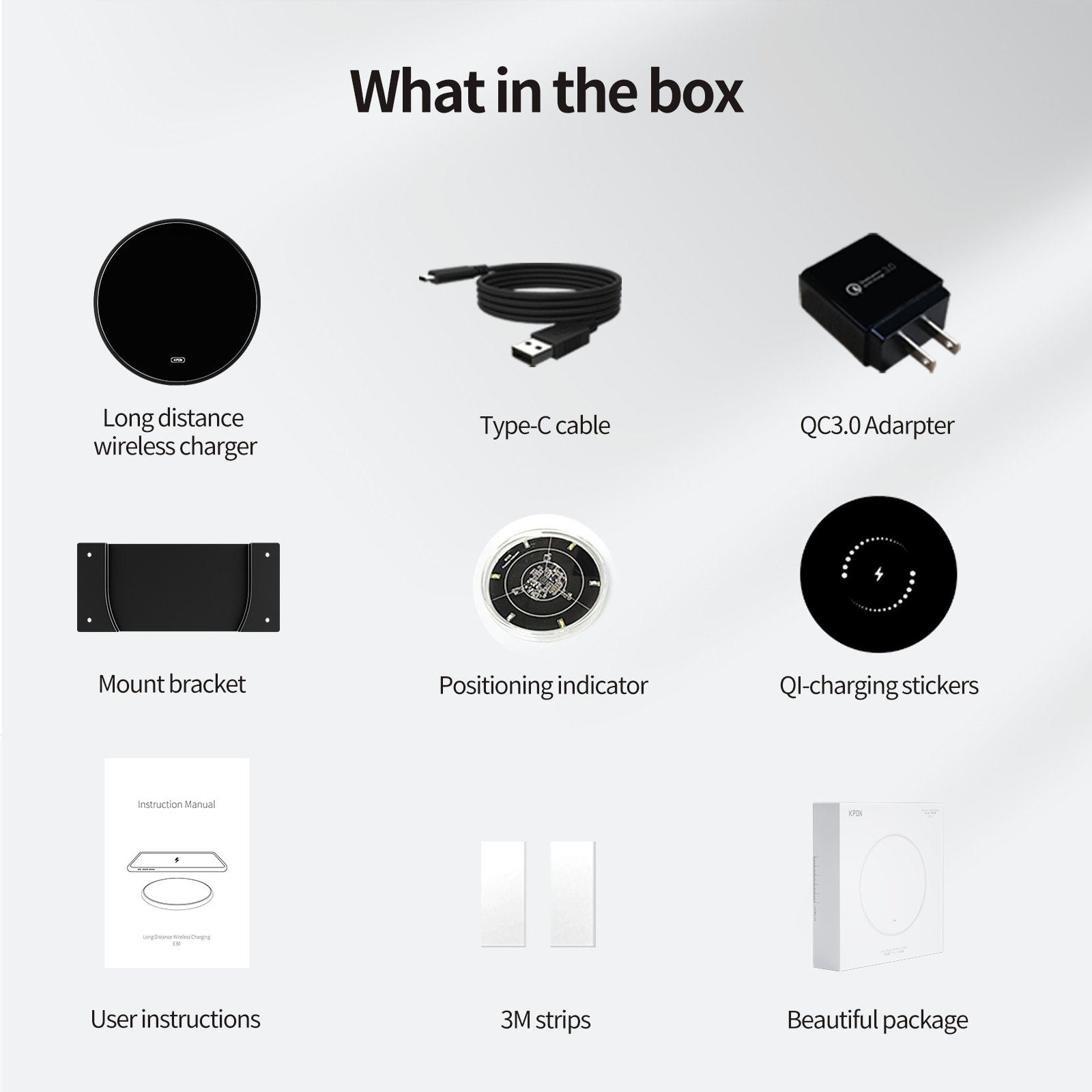 KPON Invisible Wireless Charger Hidden Long Distance Wireless Phone Charger Under Desk QI 10W Furniture Wireless Charging Pad