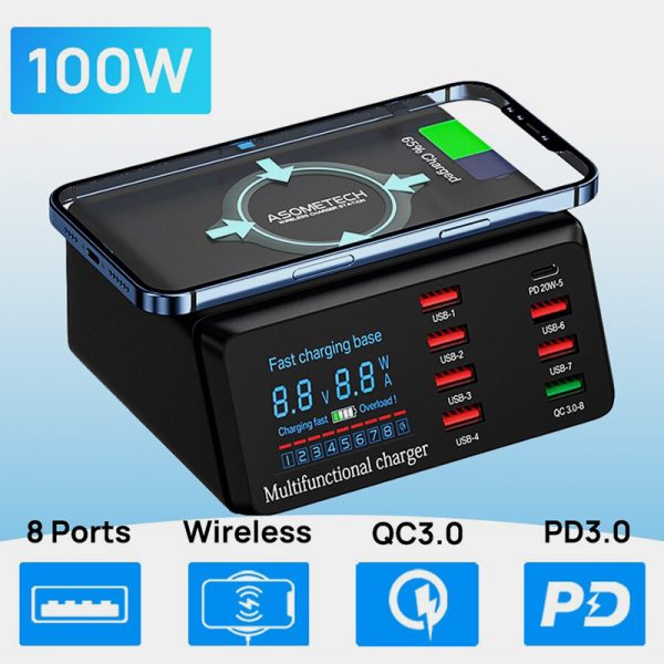ASOMETECH 100W 8 Ports USB Charger Station