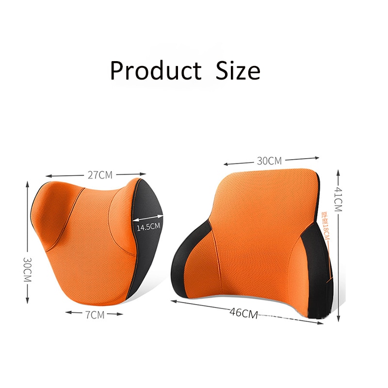 Memory Cotton Neck Pillow Car Seat Pillow Support Auto Lumbar Cushion Comfortable and Breathable Car Headrest Lumbar Support
