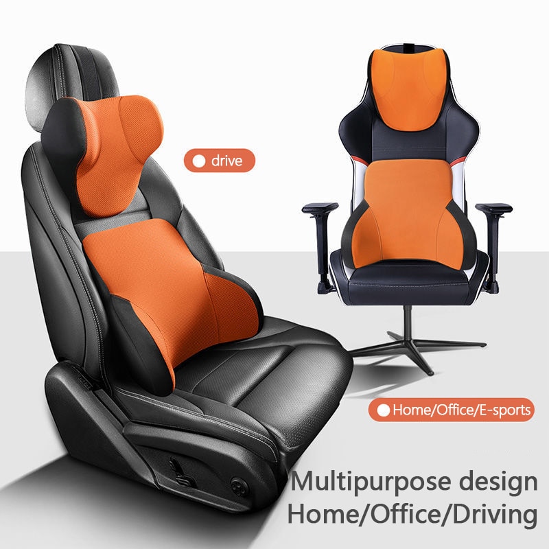 Memory Cotton Neck Pillow Car Seat Pillow Support Auto Lumbar Cushion Comfortable and Breathable Car Headrest Lumbar Support