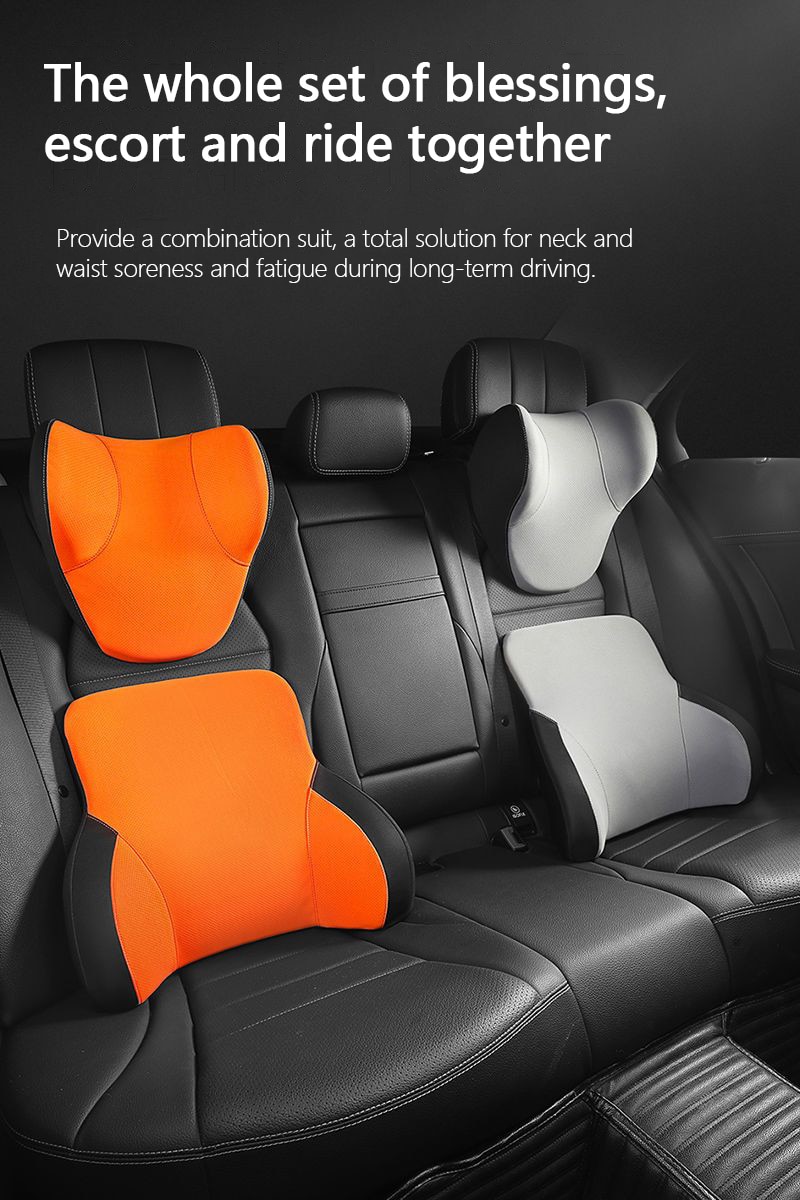 Memory Cotton Neck Pillow Car Seat Pillow Support Auto Lumbar Cushion Comfortable and Breathable Car Headrest Lumbar Support
