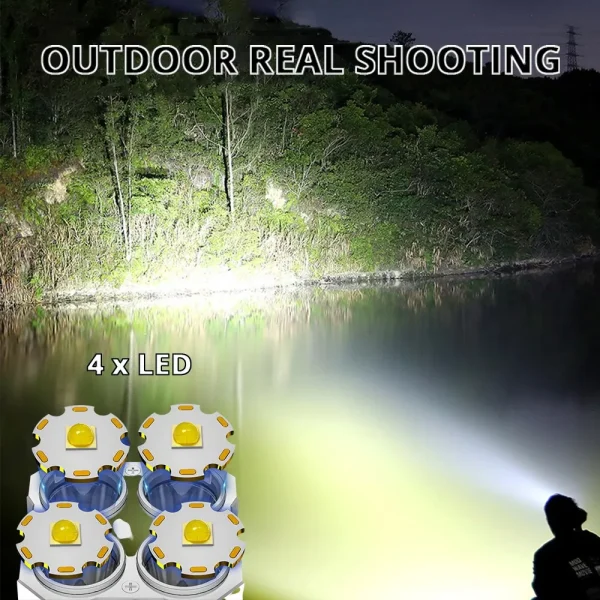 High-Power-LED-Flashlights-Camping-Torch-With-4-Lamp-Beads-And-COB-Side-Light-Rechargeable-Portable-2 ZOA High Power 4 LED Flashlights